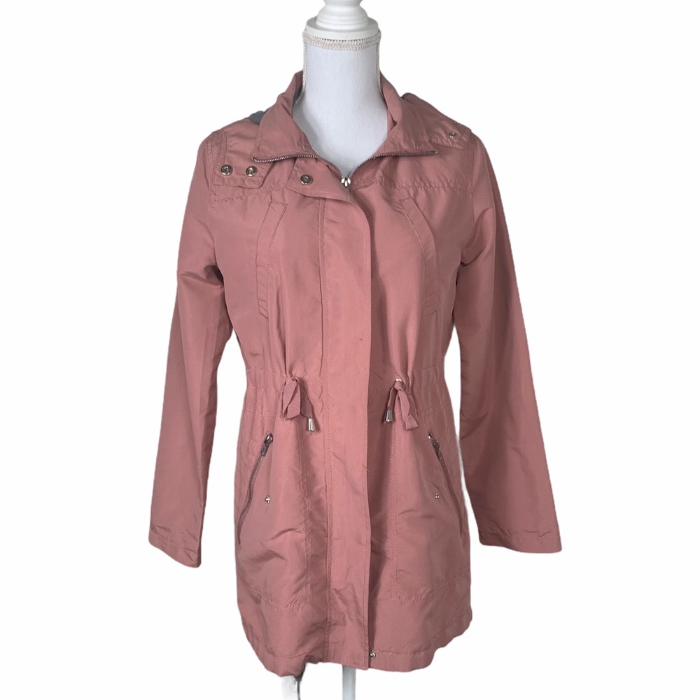 Ambiance pink blush lined hooded jacket.